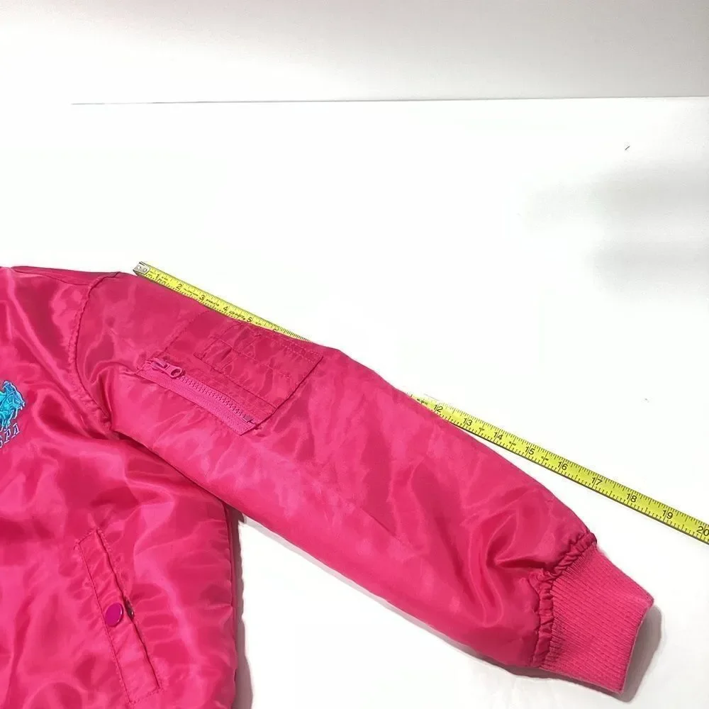 U.S. Polo ASSN Girls Barbie Pink Puffer Bomber Jacket Coat M
